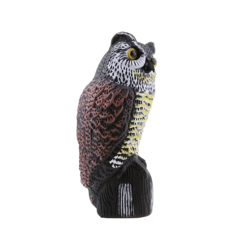 Plastic Owl Decoy Bird Control Garden Yard Outdoor‎ with Rotating Head